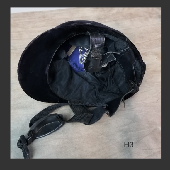 H3 USED Black velvet EQUESTRIAN Riding Helmet - Picture 3 of 4